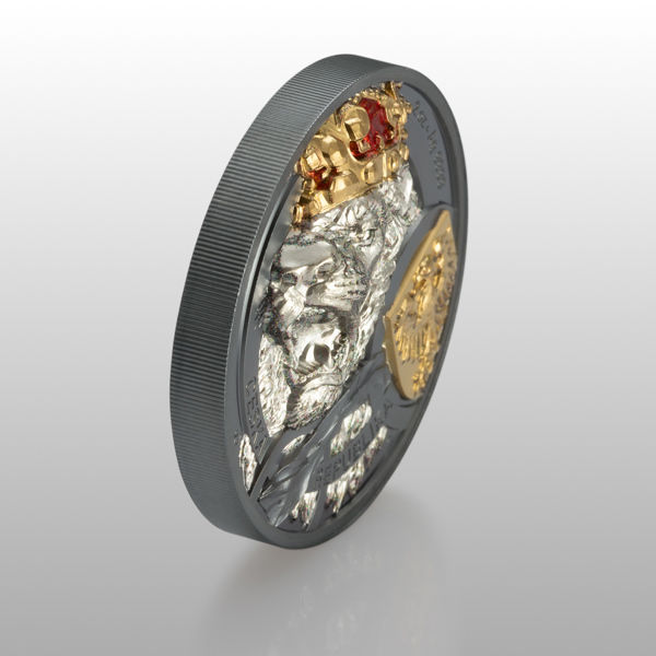 Miniatura: Czech Lion - 2oz .999 Ultra High Relief Black Proof Silver Coin - 5$ Niue 2025