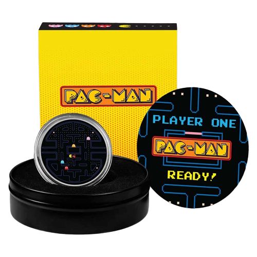 Cicular Pac Man PAC-MAN Circular Maze Colorized 2 oz Silver Proof Coin Niue 2023 | Gold ...