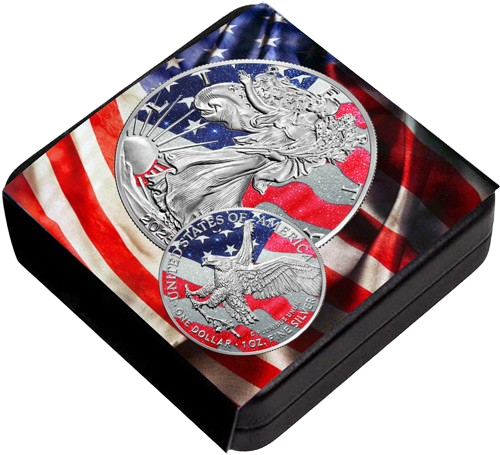 Thumbnail: THREE PRECIOUS STONES US FLAG 1 Oz Silver Coin 1$ USA 2025