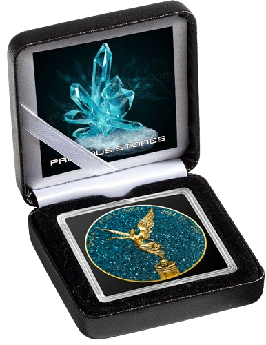 Miniatura: AQUAMARINE Precious Gemstones Libertad 1 Oz Silver Coin Mexico 2024