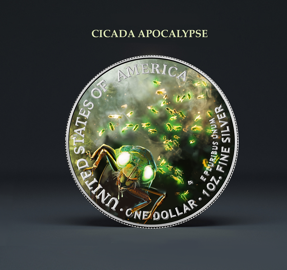 Miniatura: CICADA Apocalypse - Glow in Dark - American Eagle 1 Oz Silver Coin 1$ USA 2024