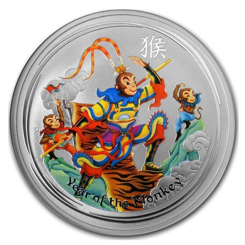 Perth Mint Australia $1 LS2 Colored Monkey King 2016 1 oz