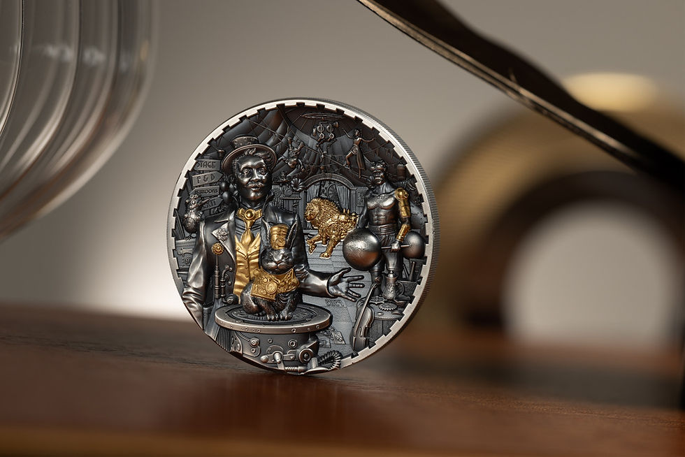 Miniatura: CARNIVAL Steampunk 3 Oz Silver Coin 20$ Cook Islands 2024