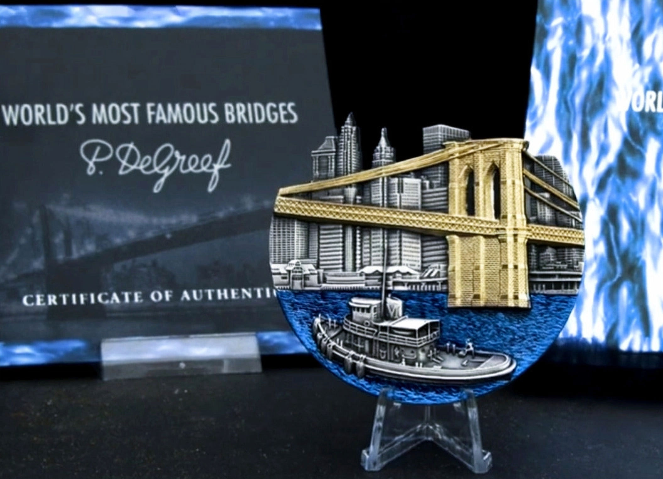 BROOKLYN BRIDGE World Famous Bridges Shaped 5 Oz Silver Coin 5000 cfa Congo 2022