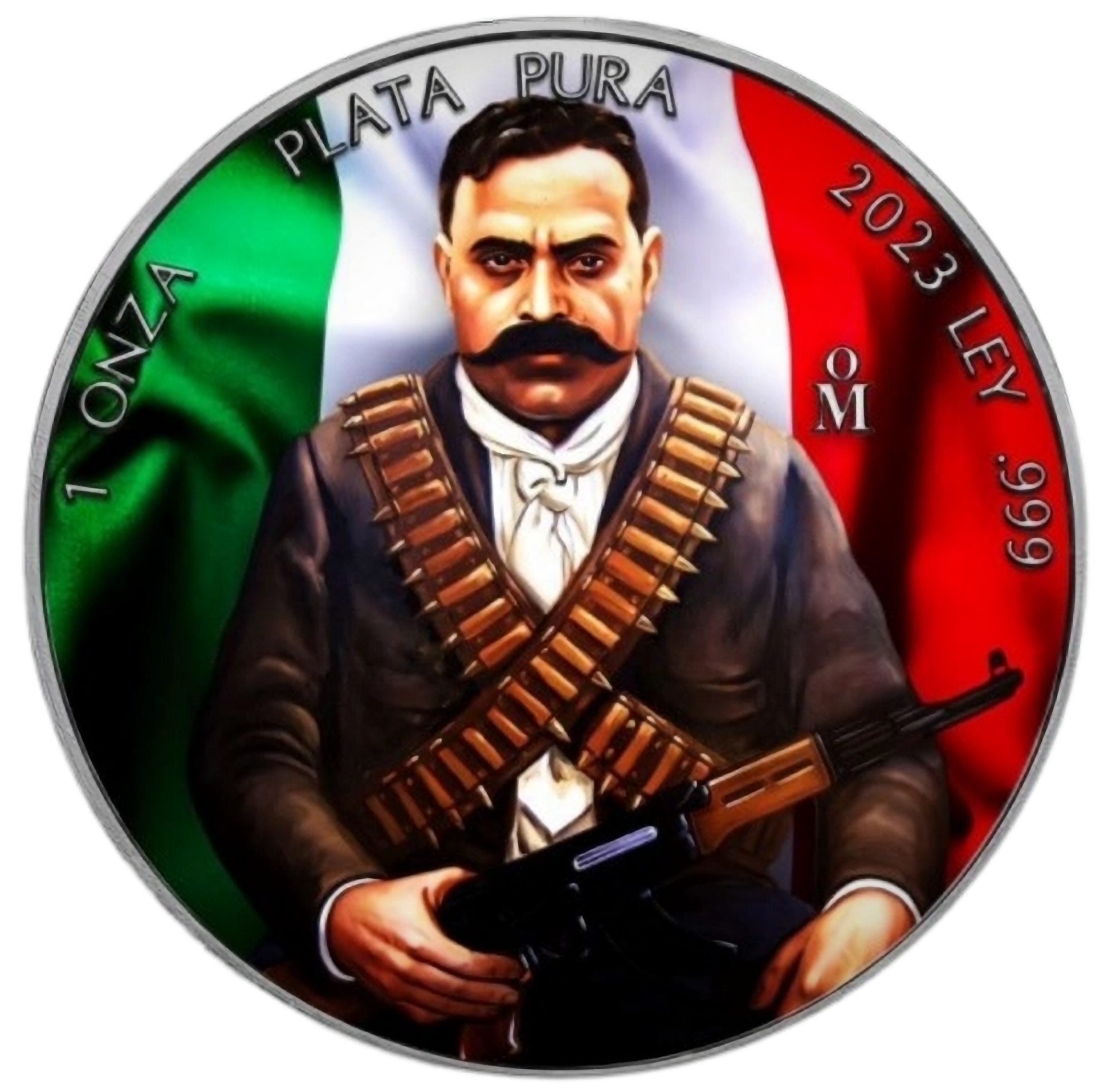 2023 1 oz Mexican Libertad Emiliano Zapata AK-47 Mexican Flag Colorized Silver
