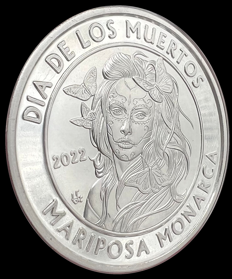Miniatura: Viva La Vida: Dia De Los Muertos Mariposa Monarca 1 Oz Silver Round Mexico 2022