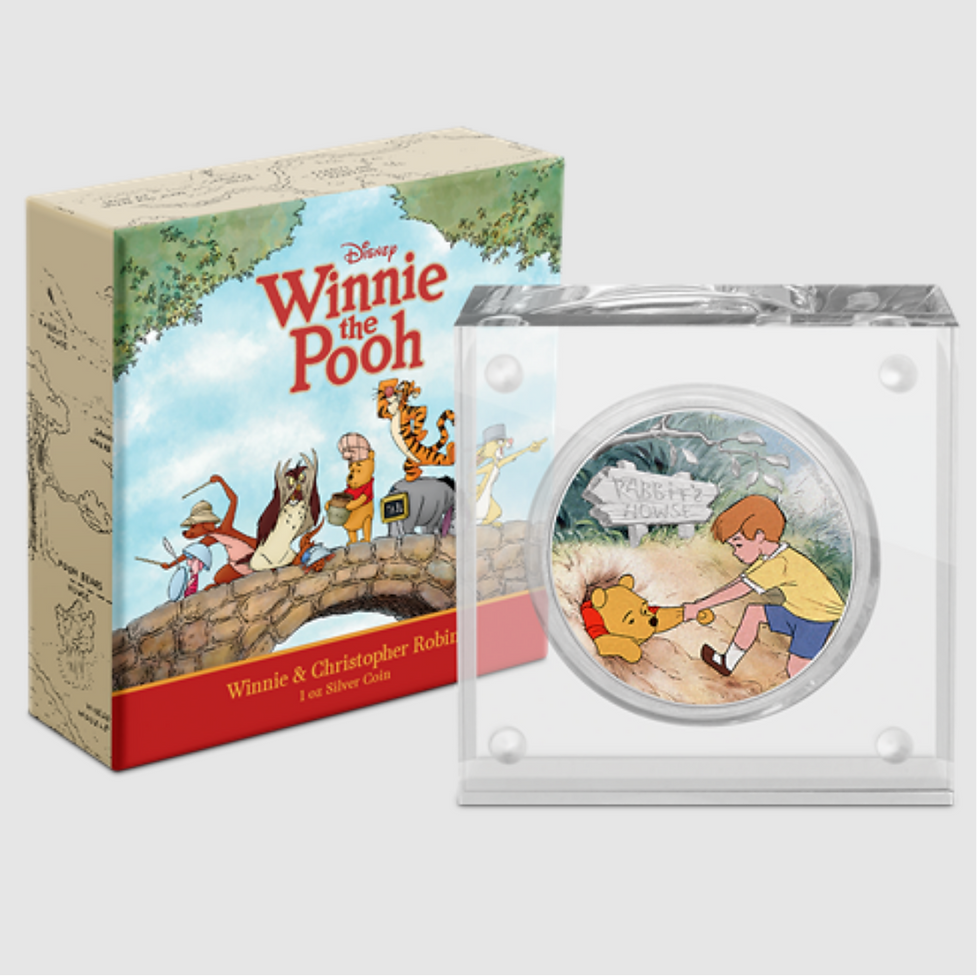 Miniature : Winnie the Pooh - 1 oz. Pure Silver 4 Coin Nz Mint $2 Niue 2020 - 2021