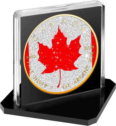 Thumbnail: DIAMOND FLAG Maple Leaf 1 Oz Silver Coin 5$ Canada 2024