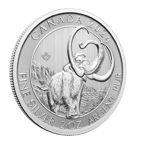 Miniatura: ICE AGE SERIE – Woolly Mammoth 2 oz 99.99% Silver Bu Coin Canada 2024