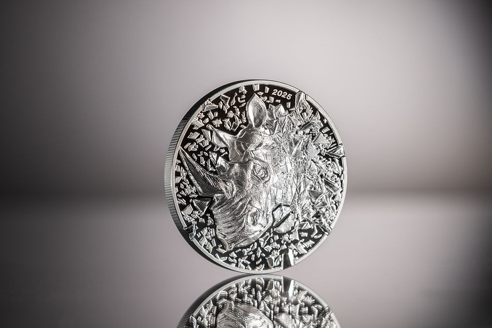 Miniatura: RHINO Silver Burst 3oz 999.9 High Relief Silver Coin 20$ Cook Islands 2025