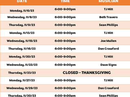 Groove into November with Live Music | Venice, FL Restaurant | Best Restaurant Tavern
