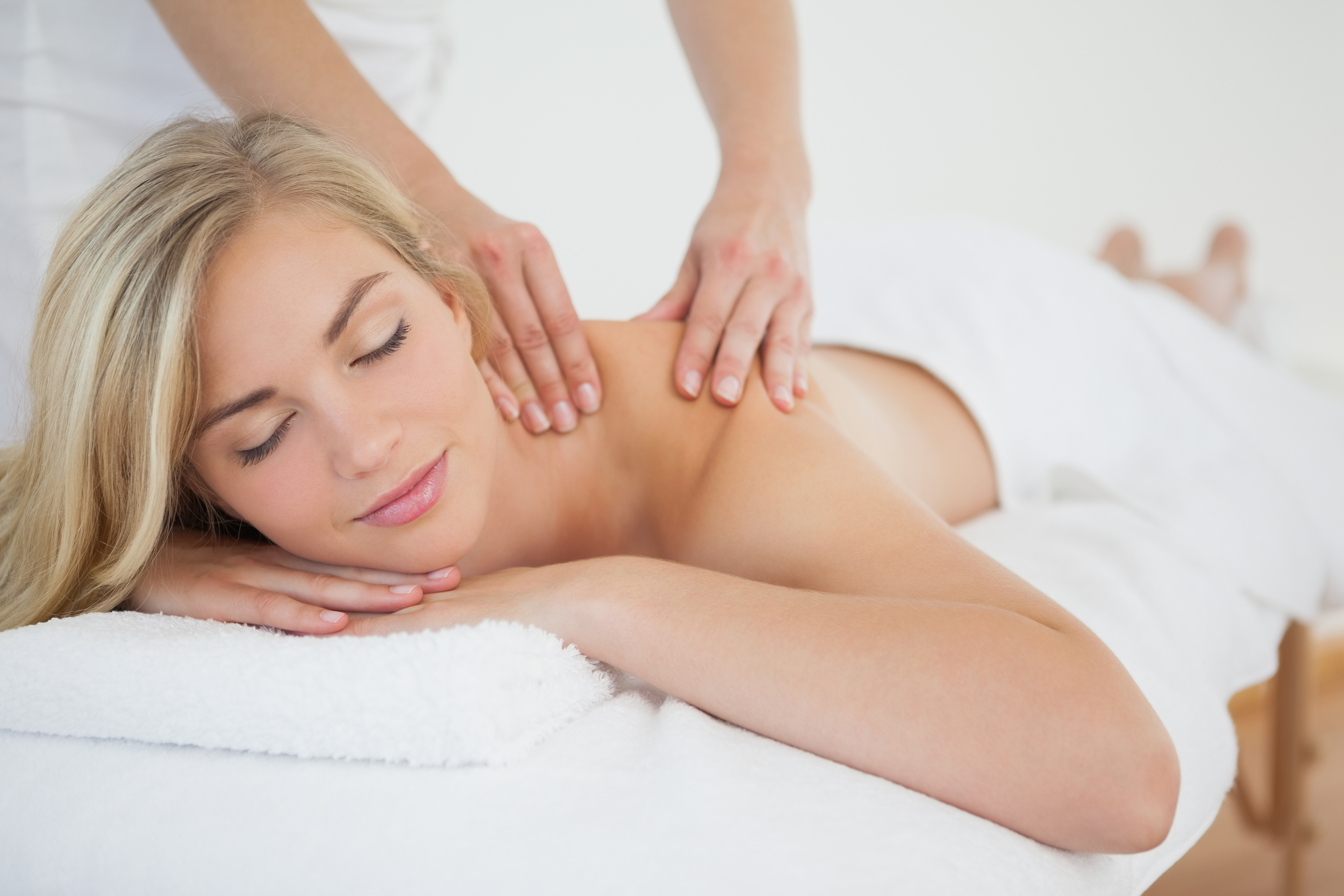 Pretty Blonde Enjoying A Massage At The Health Spa Pretty Blonde Enjoying A Massage At The Health Spa
