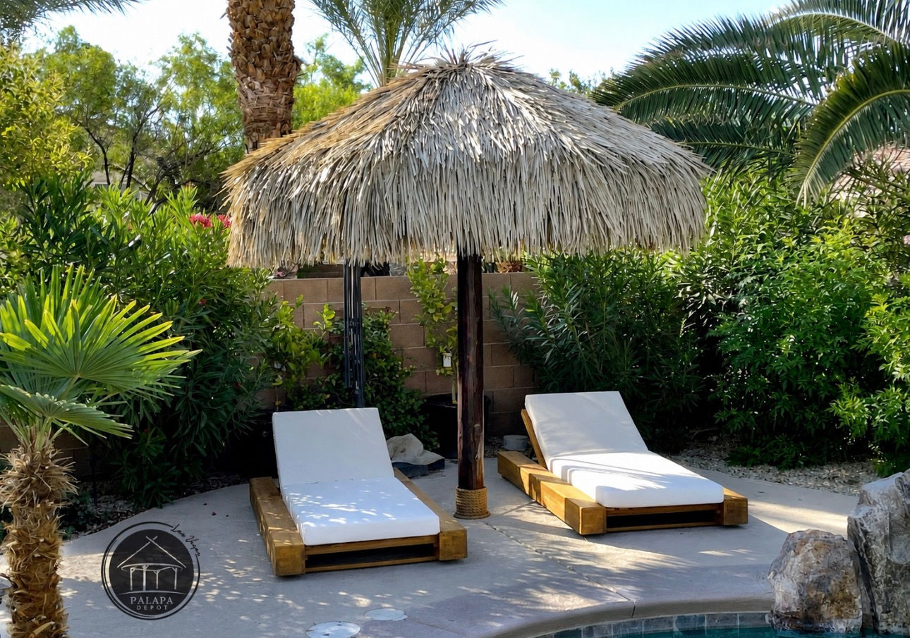 9' Single Pole Baja Natural Thatch Umbrella DIY Kit - Local Las Vegas Pickup