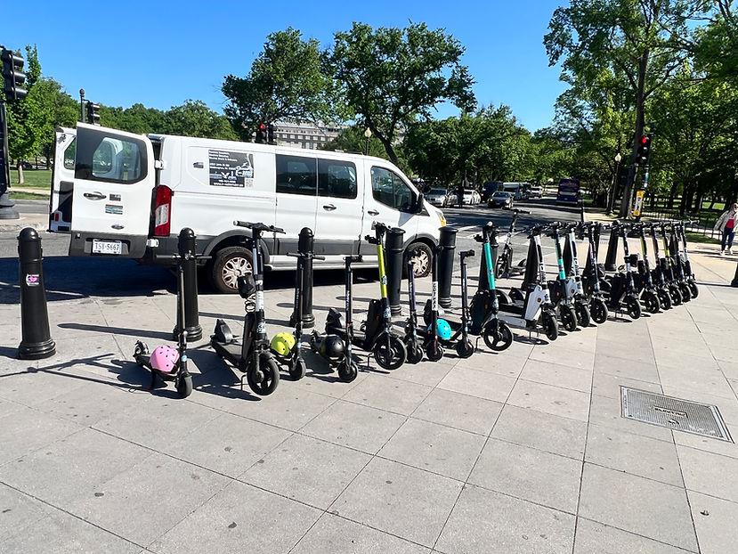 Electric kick scooter rental at the National mall of Washington, dc