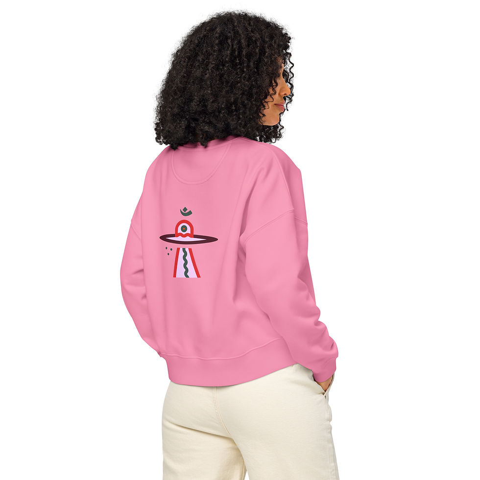 Thumbnail: Crew Neck Organic Sweatshirt with Spaceship Om on Back