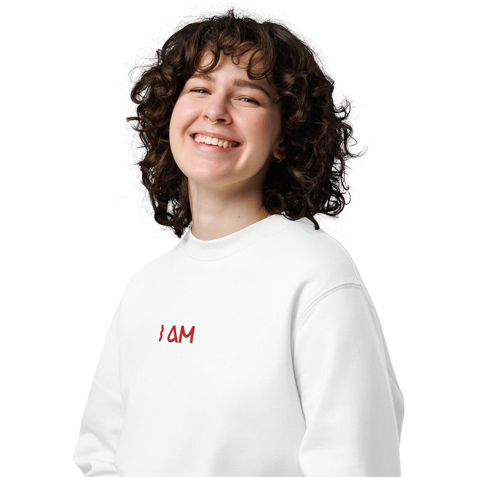 Thumbnail: I AM - eco sweatshirt with Red Spaceship Om