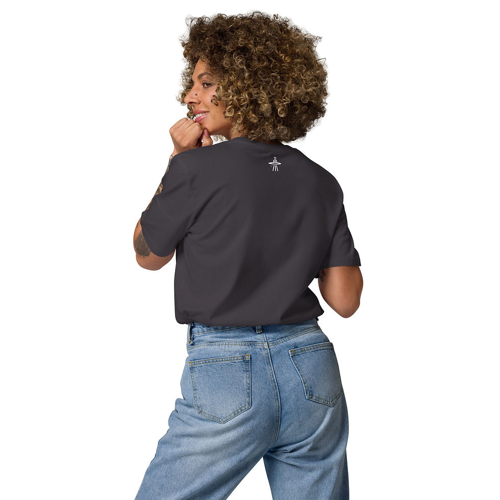 Thumbnail: Spaceship Om White Embroidered Organic Classic T-Shirt