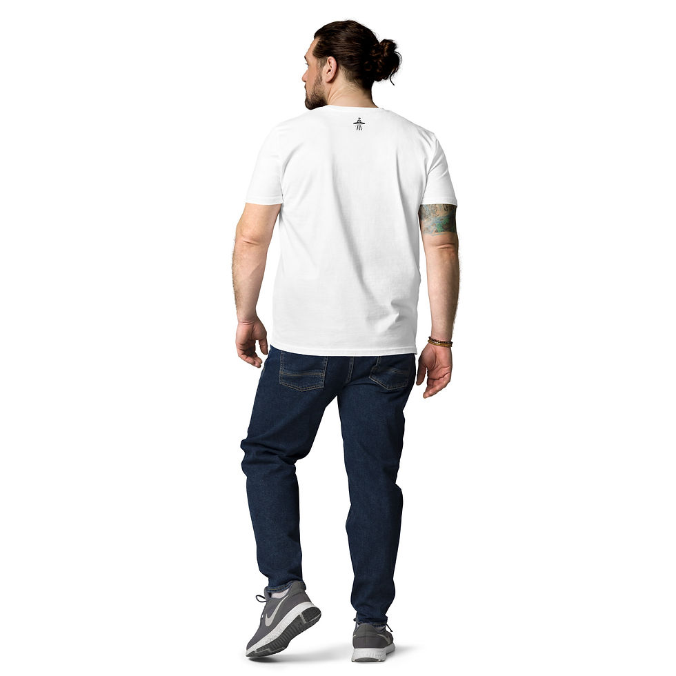 Miniatura: Spaceship Om Black Embroidered Organic Classic T-Shirt