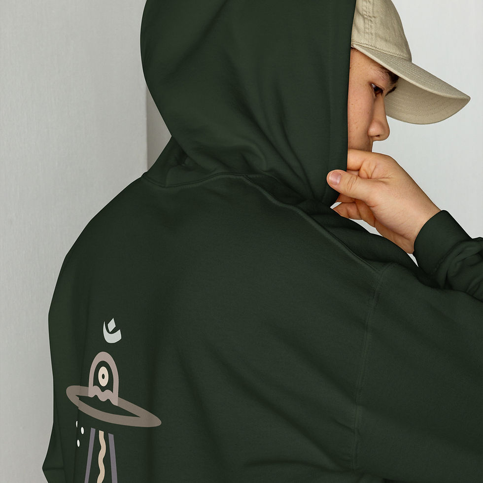 Miniatura: Spaceship Om Hoodie with Embroidered cuff