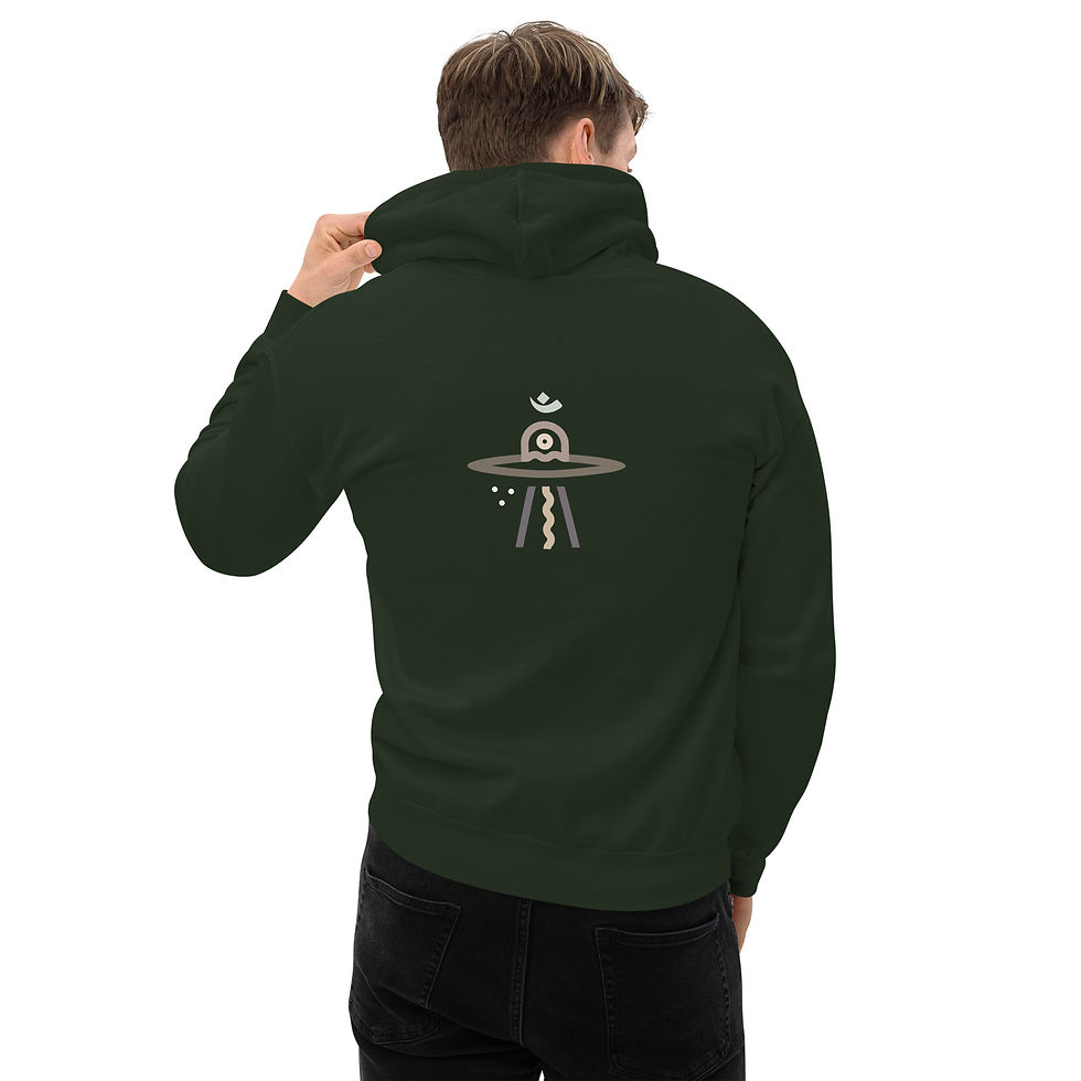 Miniatura: Spaceship Om Hoodie with Embroidered cuff