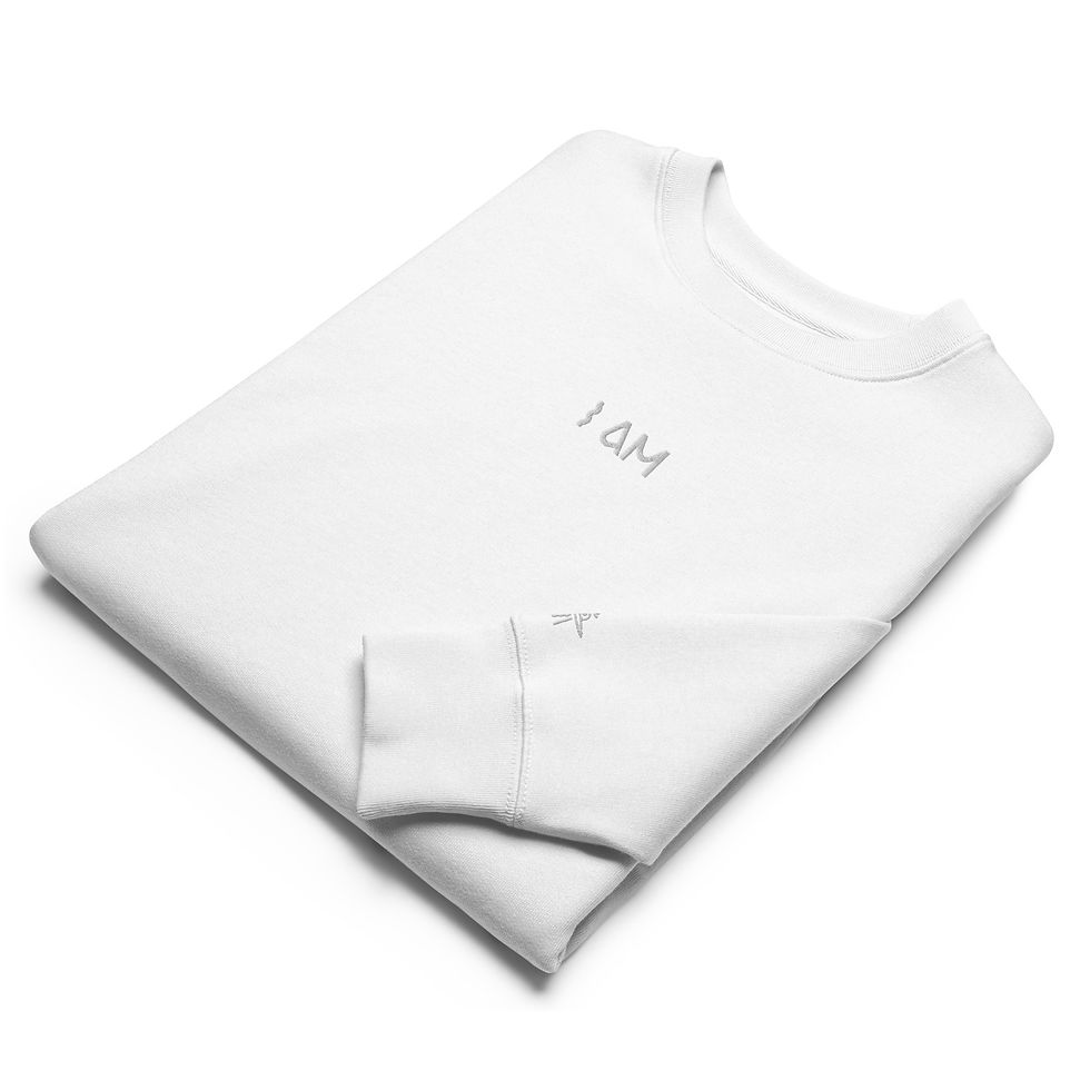 Miniatura: I AM - eco sweatshirt with White Spaceship Om copy