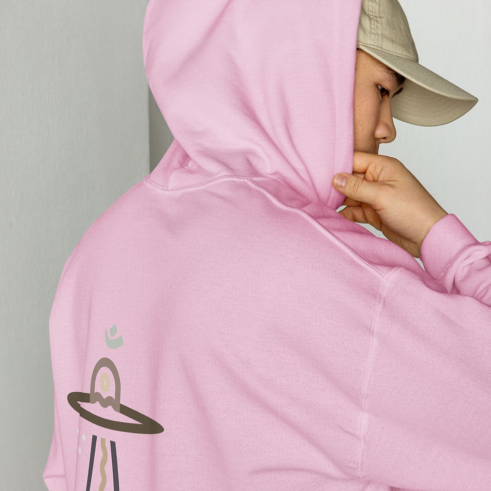 Miniatura: Spaceship Om Hoodie with Embroidered cuff