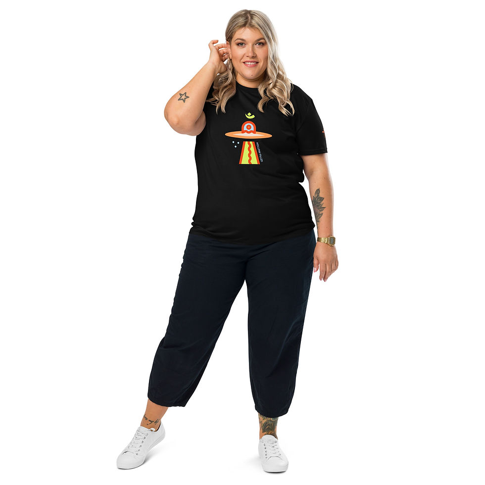 Miniatura: SpaceshIp Om Funky Hollow Filled Black Tshirt copy