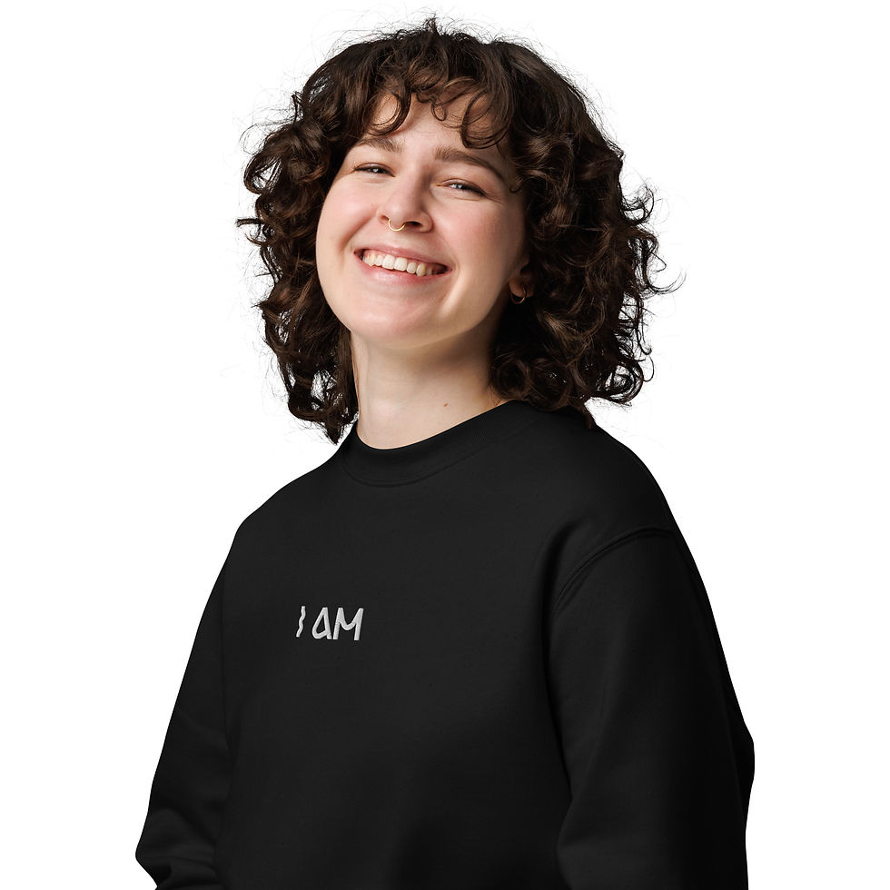 Miniatura: I AM - eco sweatshirt with White Spaceship Om copy
