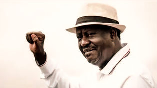 Raila Odinga with raised fist