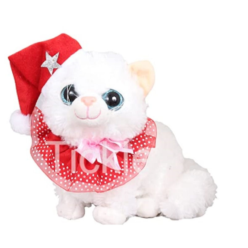 Tickles Cat with Christmas Santa Cap 28 CM