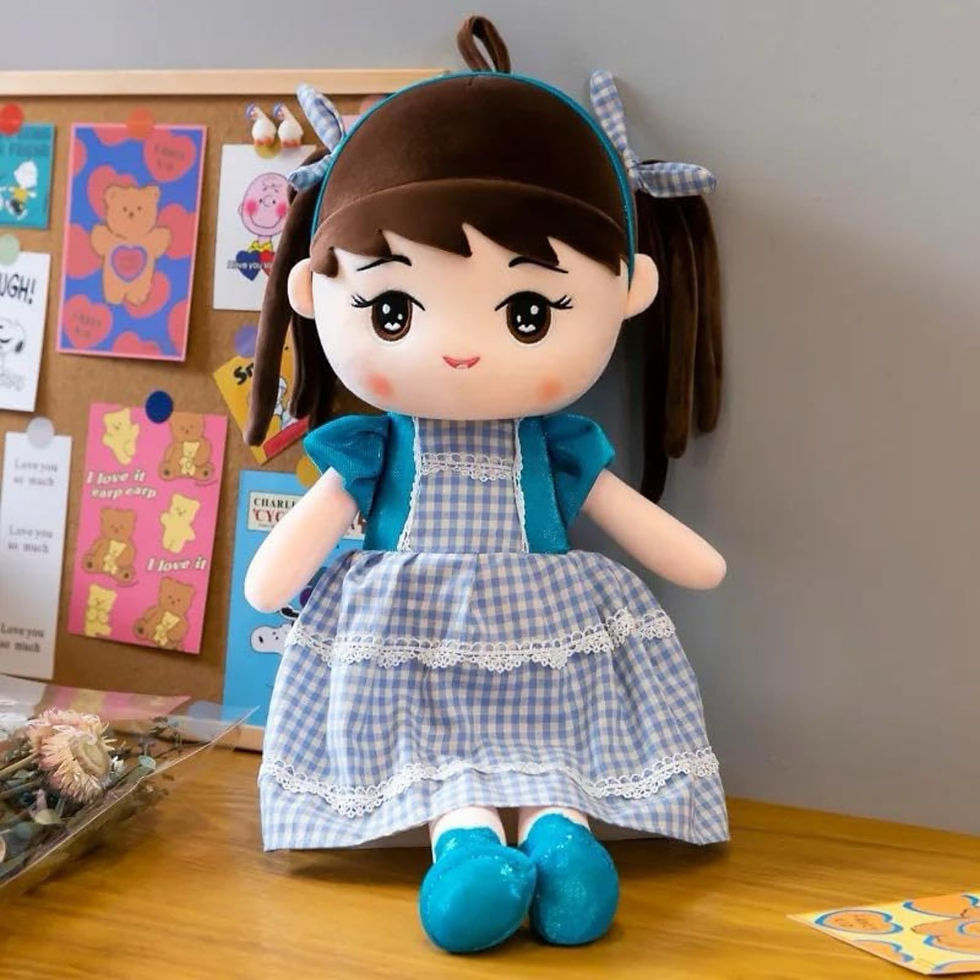 Tickles Blue Gingham Pattern Dress Doll - 45 cm