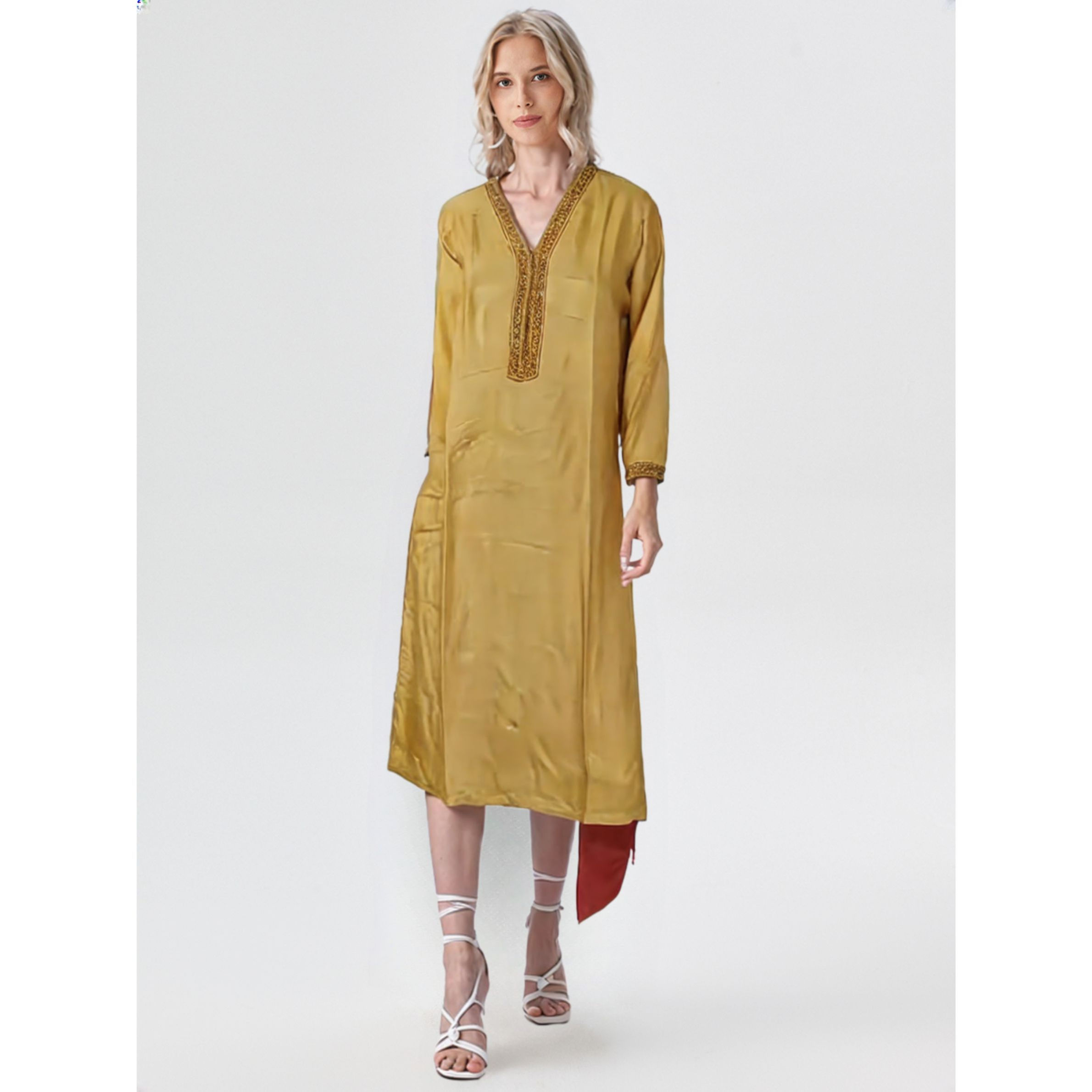 Men Rayon Fabric Embroidered Long Kurta