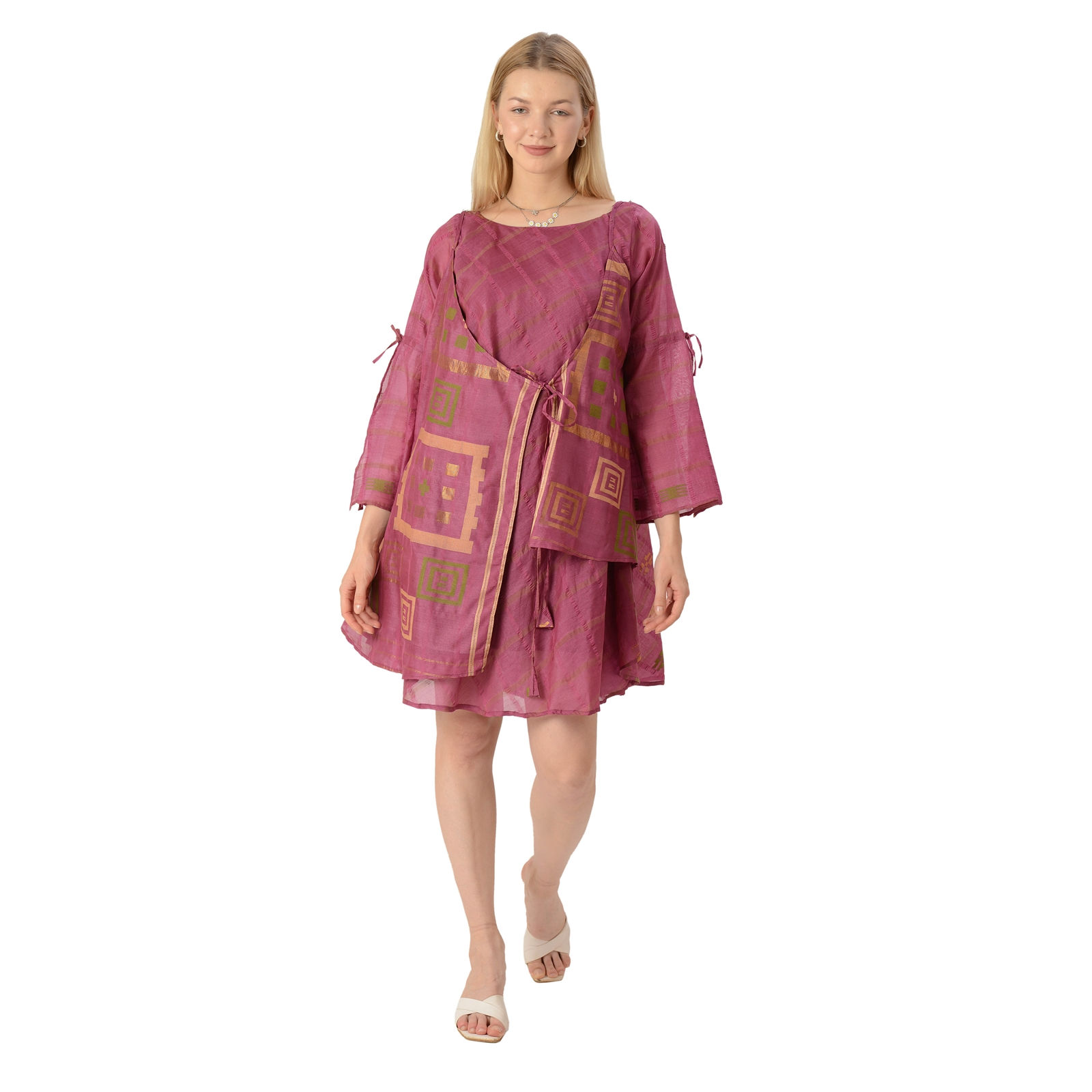 Pure Silk Short Tunic Dress & Jacket (Large)