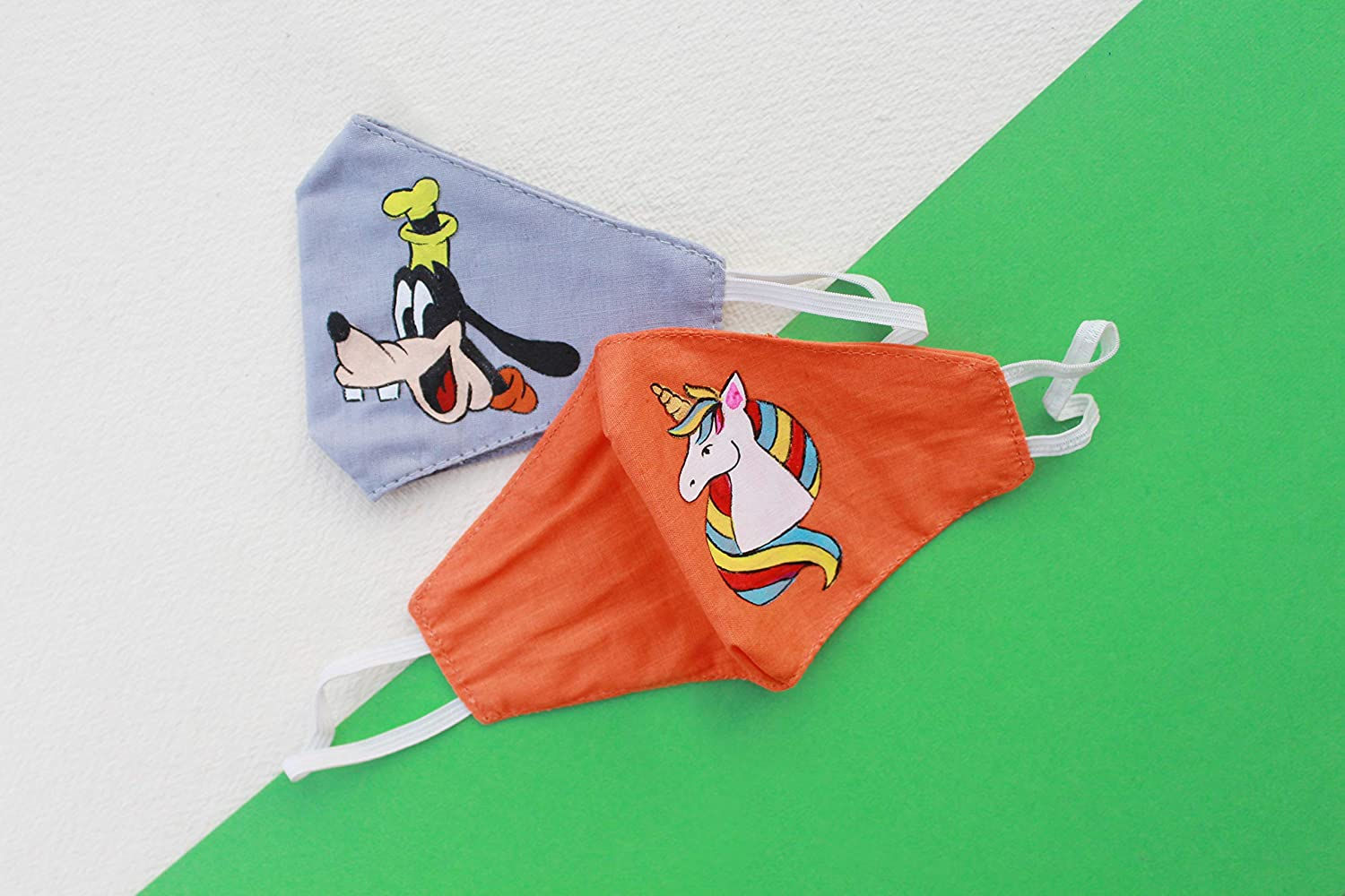 Tickles Hand Painted Unicorn and Goofy Face Mask