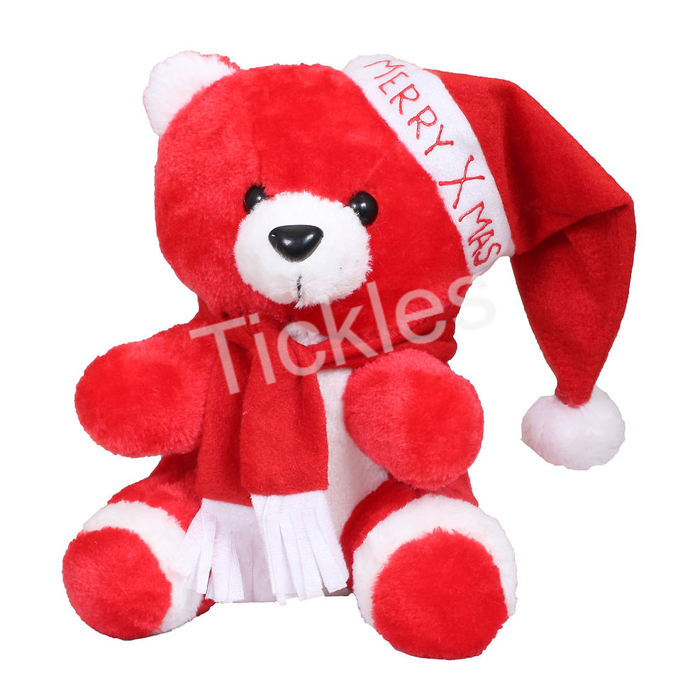 Tickles Teddy with Christmas Santa Cap Toy 18 CM