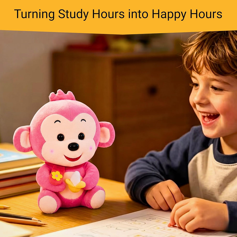 Thumbnail: Tickles Pink Muffler Monkey with Banana - 25 cm