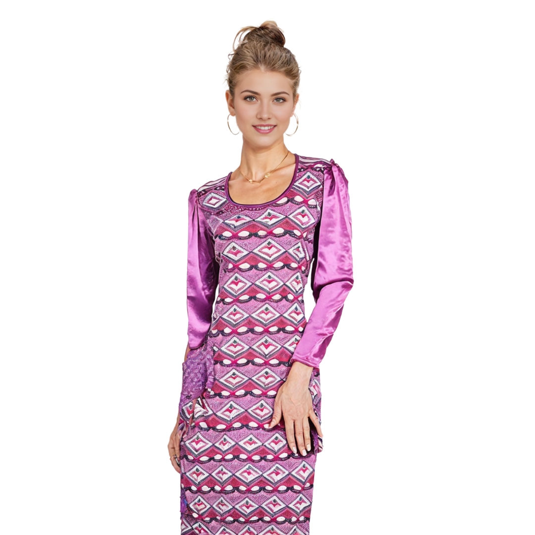 Pure Satin Silk Hand Embroidered Long Kurta (Medium)