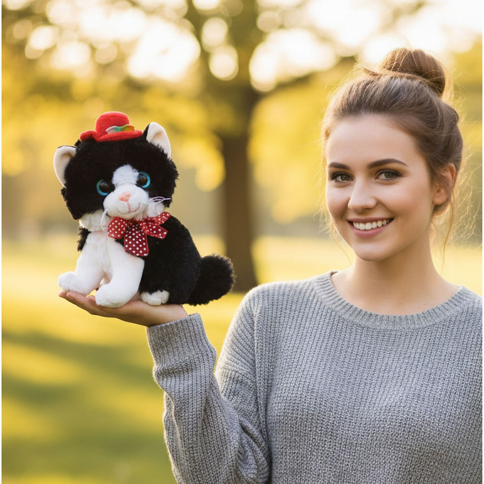 Thumbnail: Tickles Sitting Cat Wearing Red Hat Animal Toy 20 CM