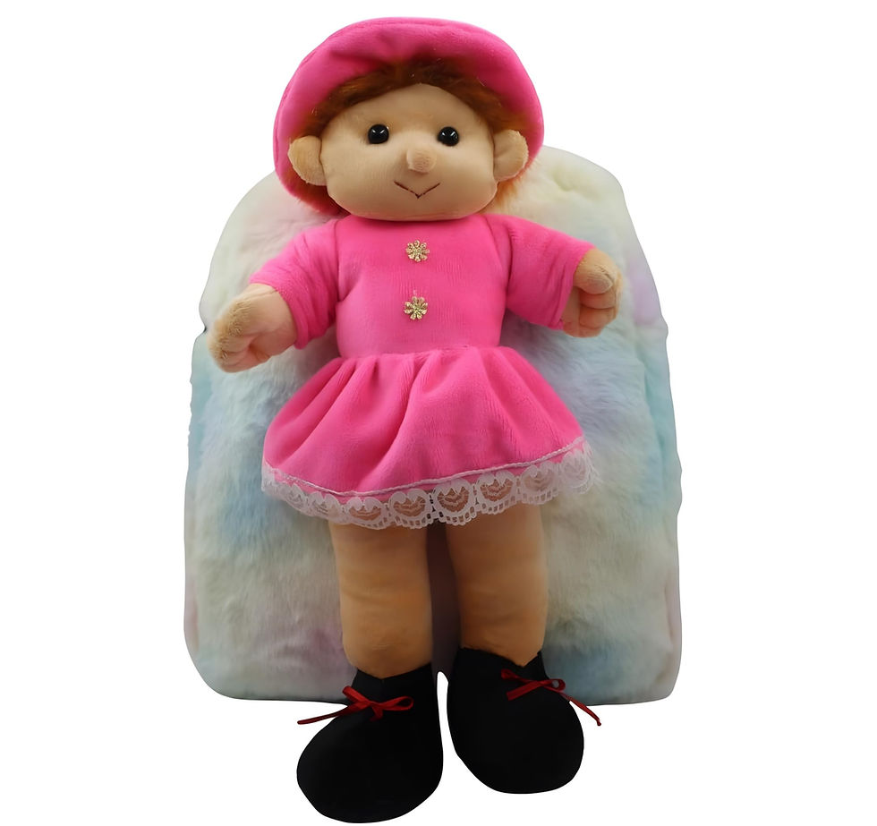 Tickles Pink Doll Soft Fabric School Bag - 30 cm