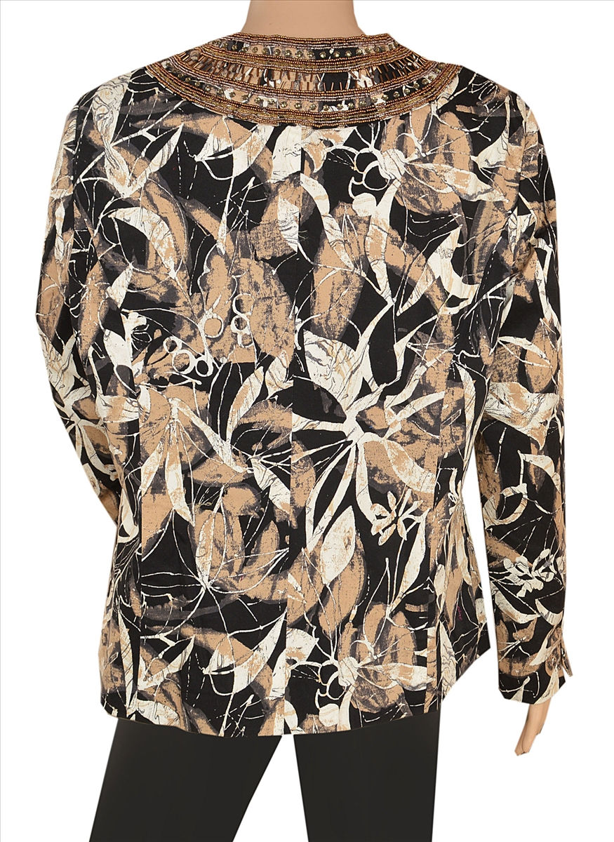 Thumbnail: Cotton Hand Beaded Short Jacket Blazer Top (Large)
