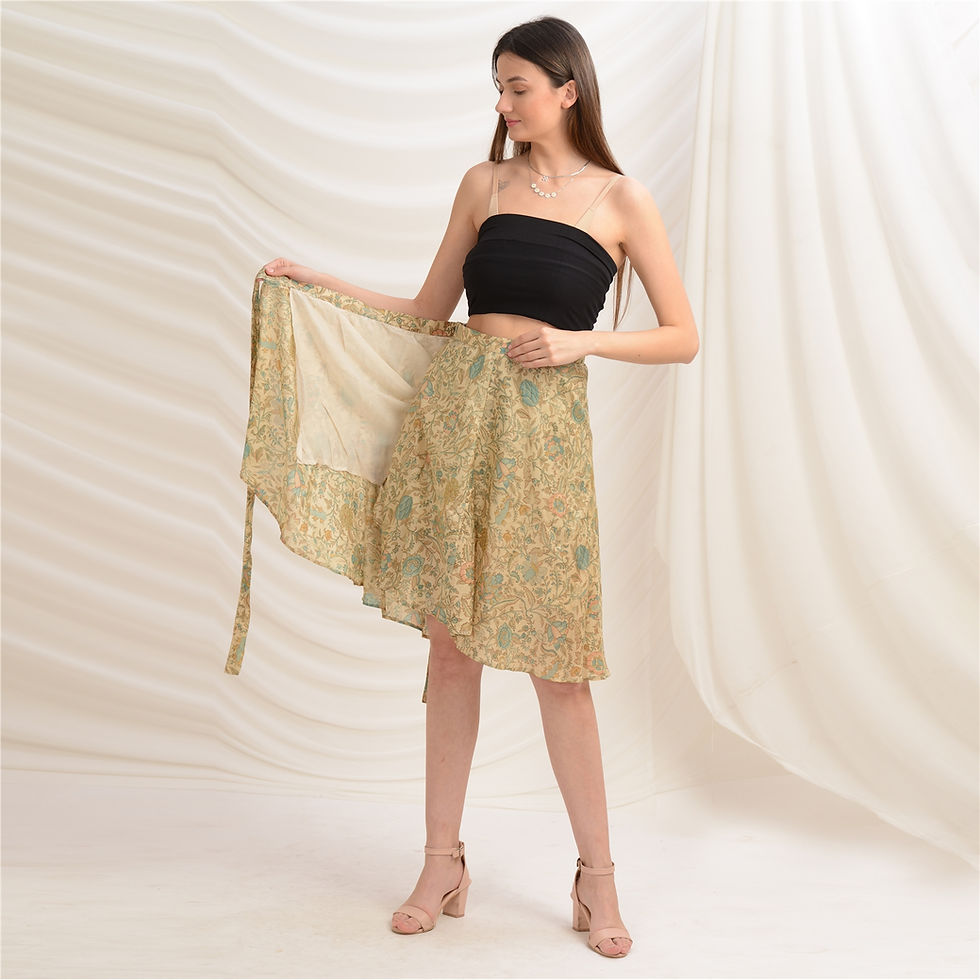Thumbnail: Pure Silk Wrap Short Skirt (Free Size)