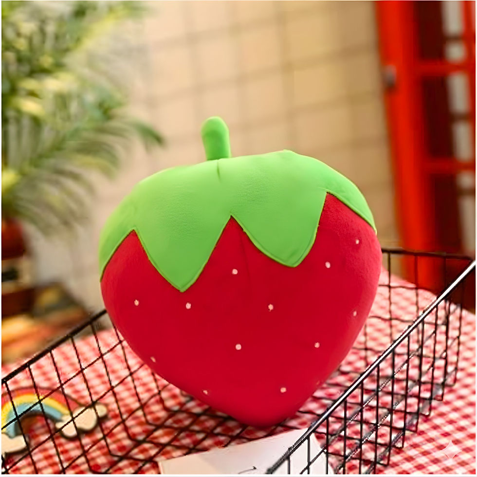 Thumbnail: Tickles Strawberry Shape Plush Cushion (Size: 20 cm Color: Red)
