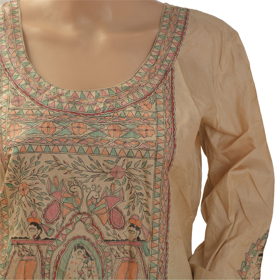 Thumbnail: Pure Silk Kalamkari Print Long Kurta (Large)