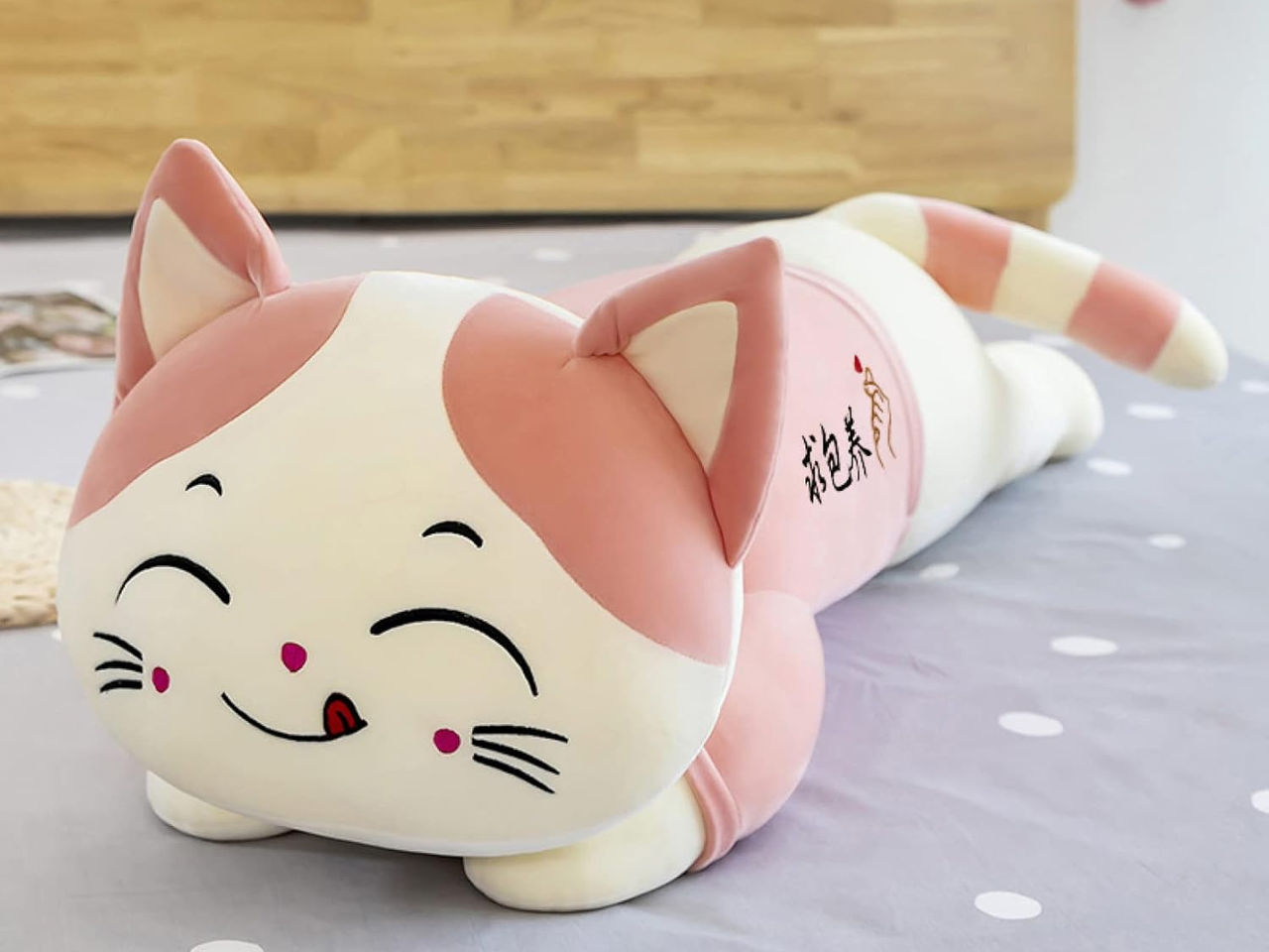 Tickles Sleeping Cat Soft Animal Pillow (Size: 45 cm Color: Pink)