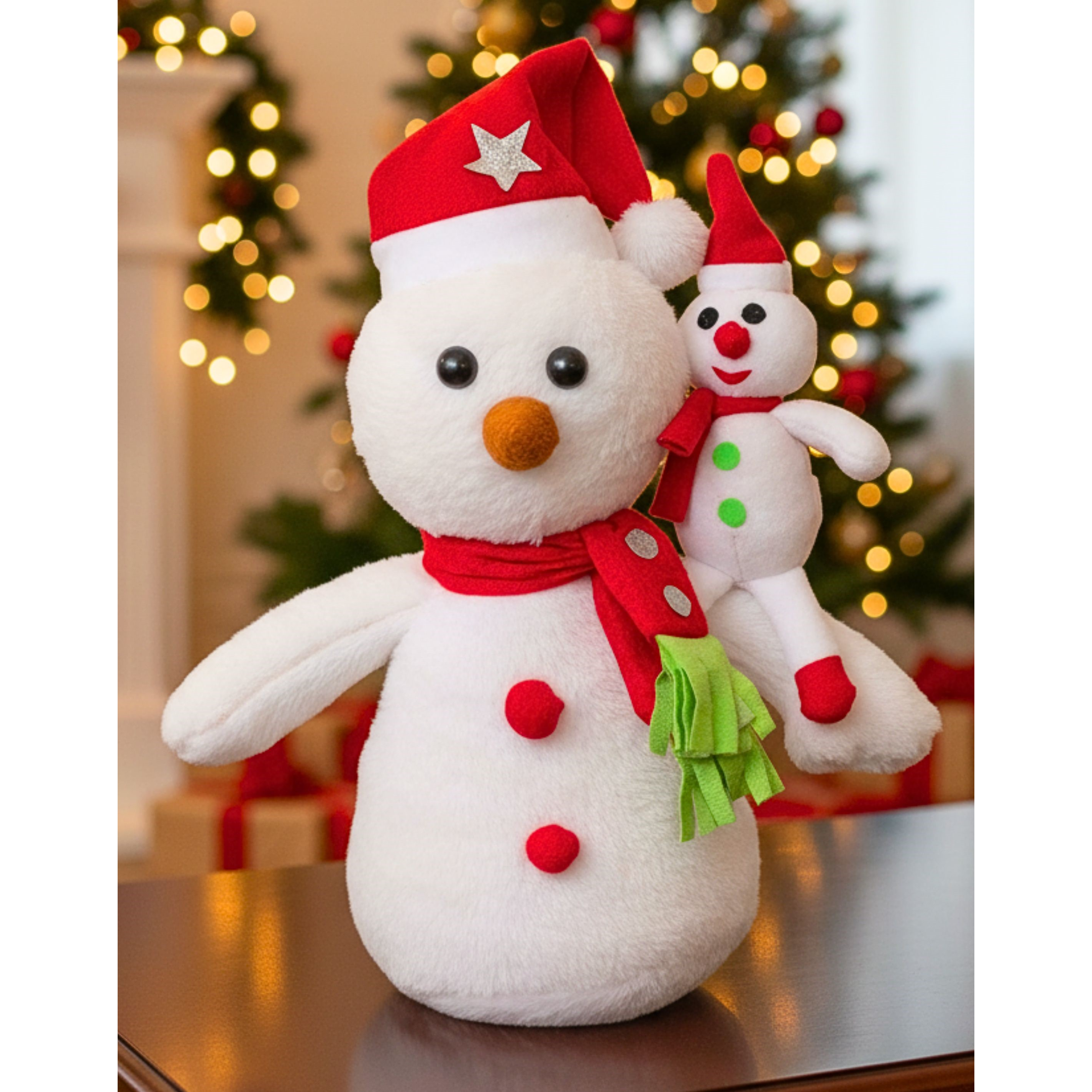 Tickles Soft Christmas Santa Snowman with Kid Plush Toy 35Cm & 13CM