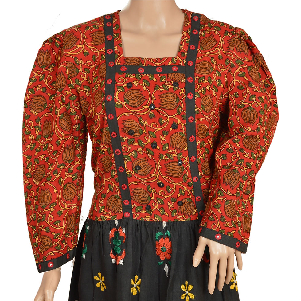 Thumbnail: Cotton Hand Embroidered Kutch Long Kurta (Large)