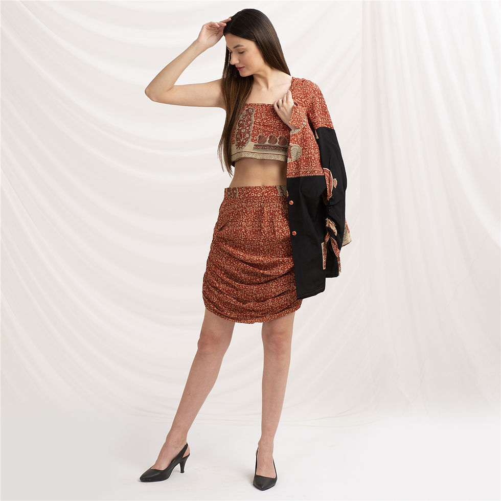 Thumbnail: Pure Crepe Silk Skirt With Blazer Co-Ord Set (Medium)