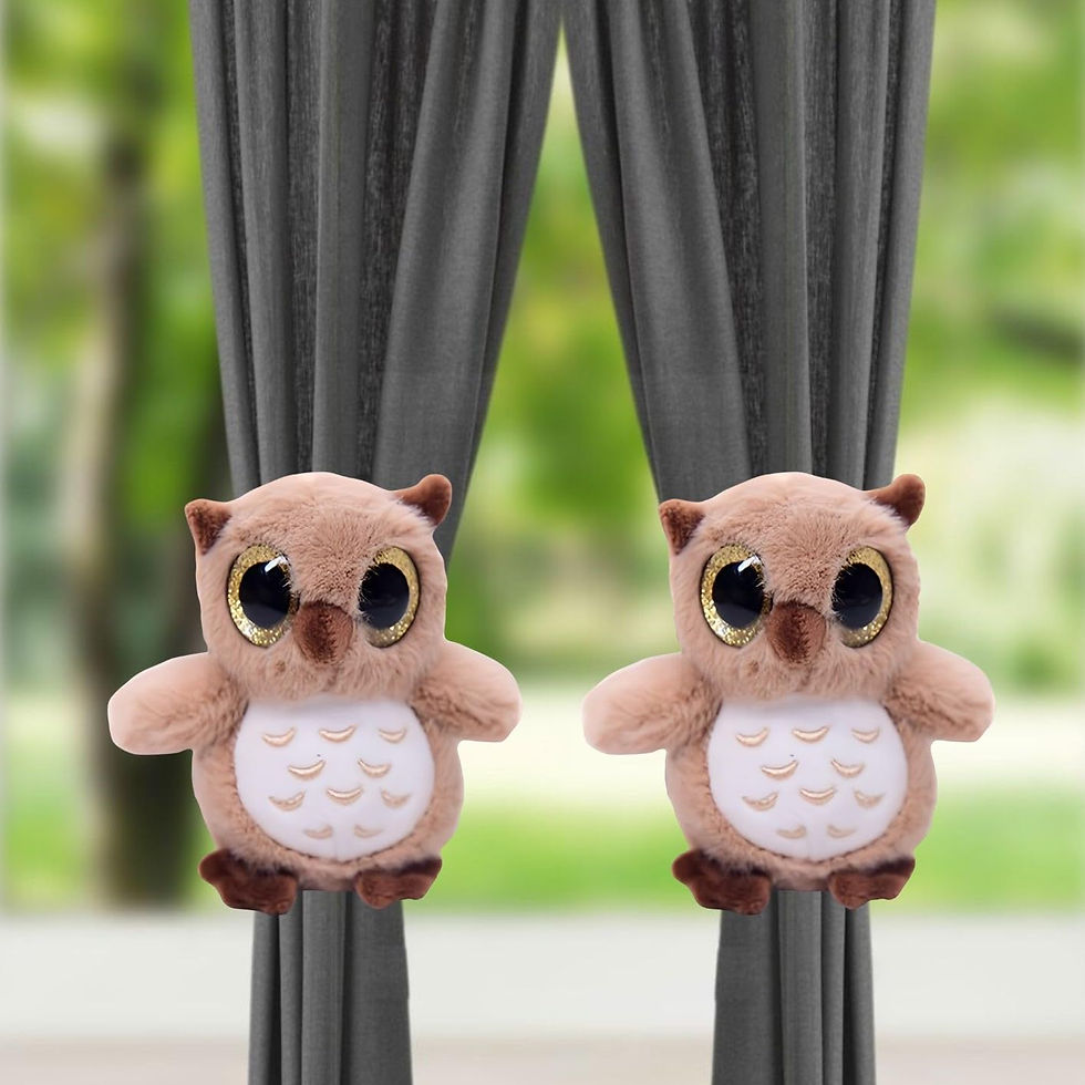Tickles 2 Pcs Soft Owl Curtain Tiebacks - 20 cm