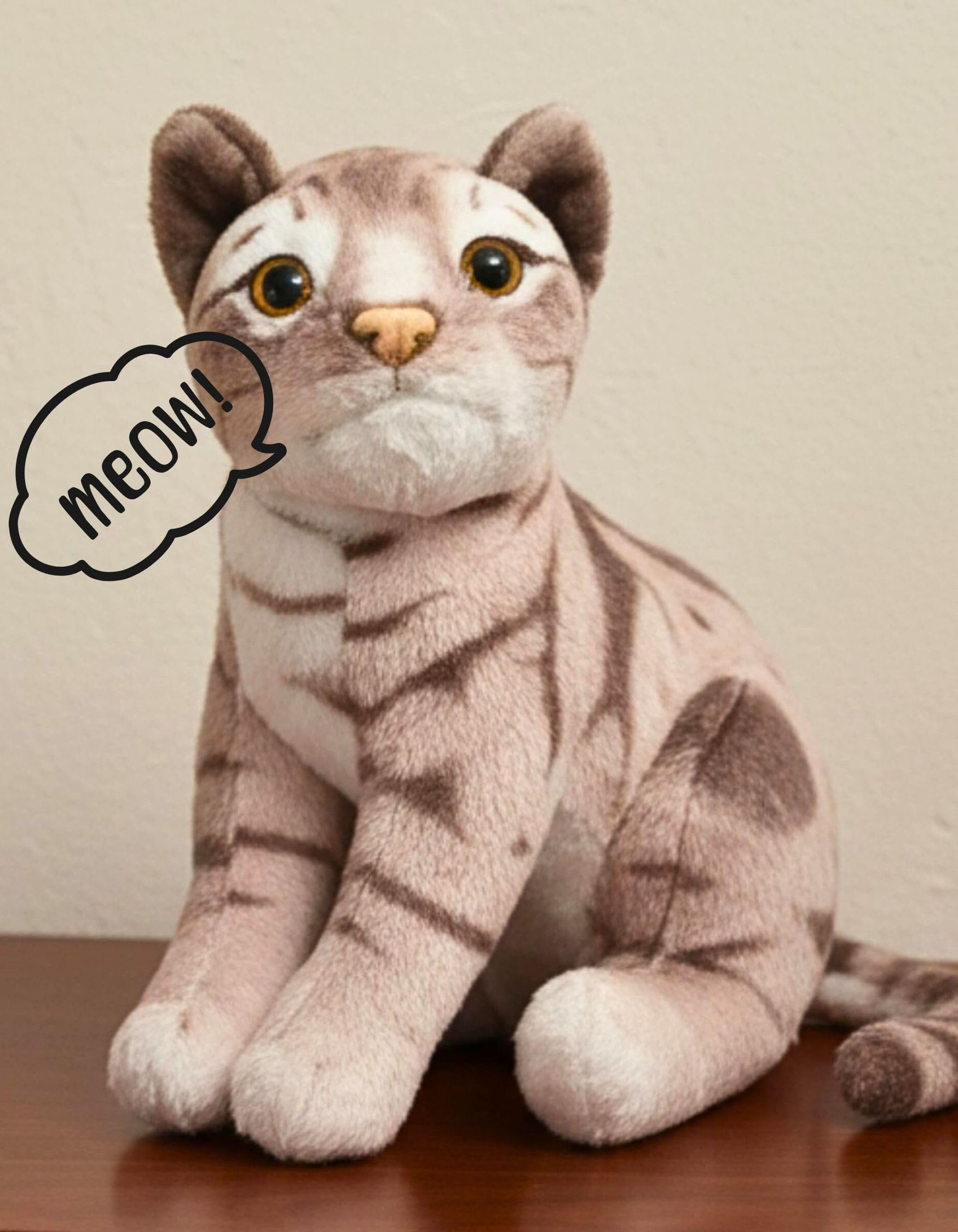 Tickles Dark Grey Musical Sitting Cat - 25 cm