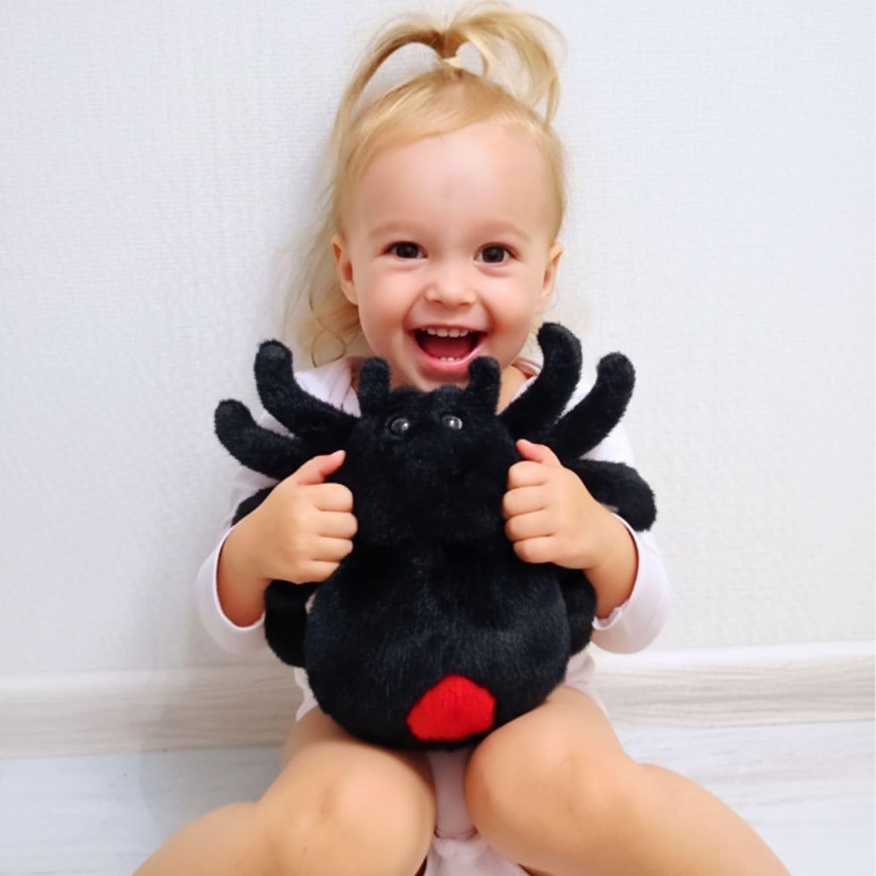 Thumbnail: Tickles Black Spider Plush Halloween Pillow - 35 cm